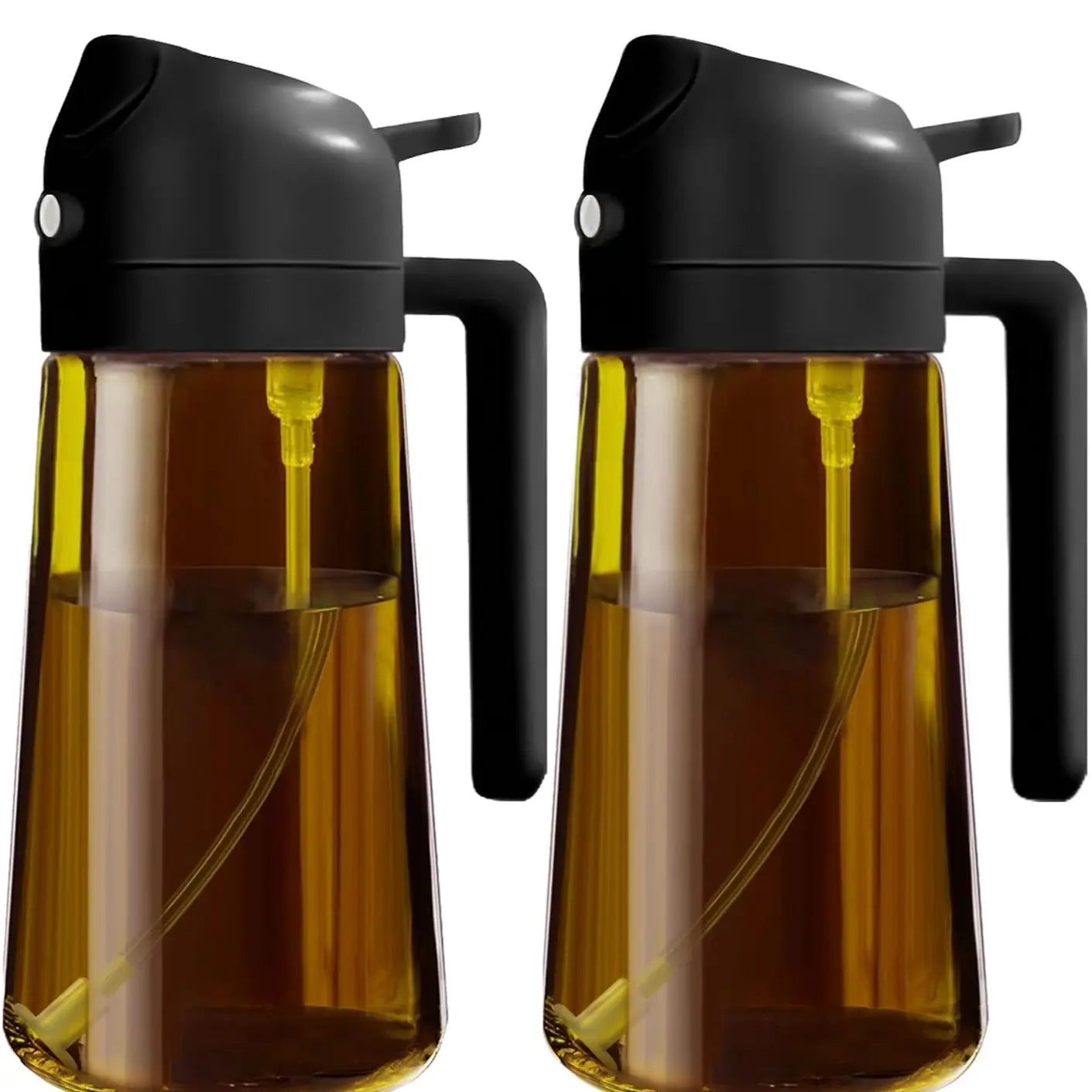 Olive Oil Sprayer Dispenser Bottles - 16 Oz (470 Ml) - Set of 2 - Ideal for Kitchen and Air Fryer Use with Labels