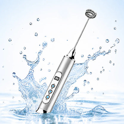 ODIFORGO Advanced IPX6 Waterproof Rechargeable Milk Frother with 3-Speed Settings, LED Display, and 3 Interchangeable Whisks for Coffee, Latte, Cappuccino, Matcha, Eggs, Cream, and Protein Shakes