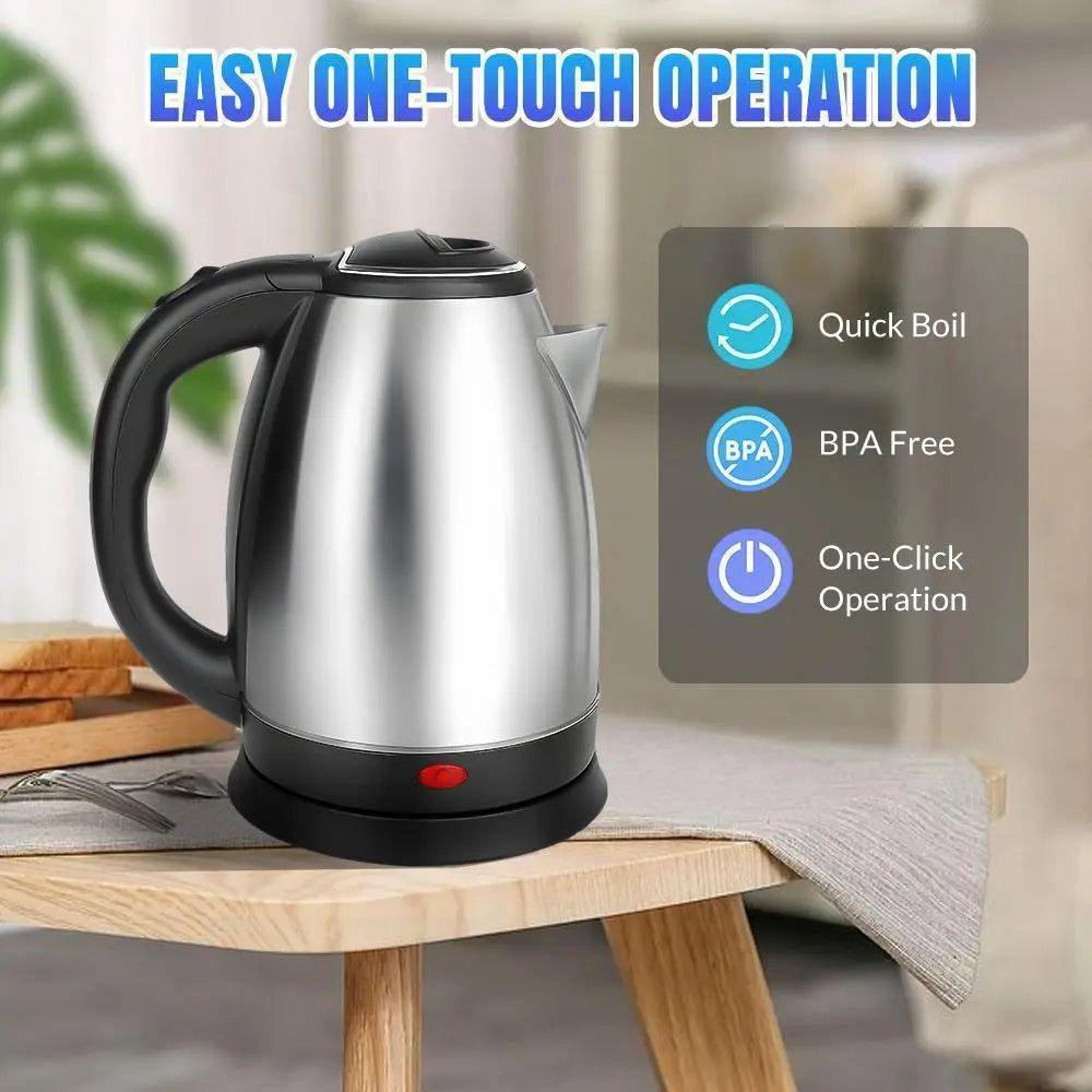 2-Liter Stainless Steel Electric Tea Kettle with Fast Boiling, Automatic Power-Off, and Dry-Burn Protection - Ideal Gift for Father's Day