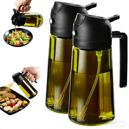 Olive Oil Sprayer Dispenser Bottles - 16 Oz (470 Ml) - Set of 2 - Ideal for Kitchen and Air Fryer Use with Labels