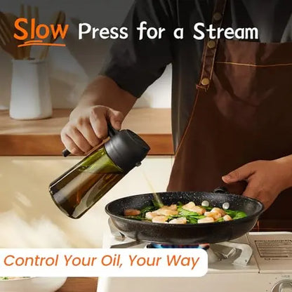 Olive Oil Sprayer Dispenser Bottles - 16 Oz (470 Ml) - Set of 2 - Ideal for Kitchen and Air Fryer Use with Labels