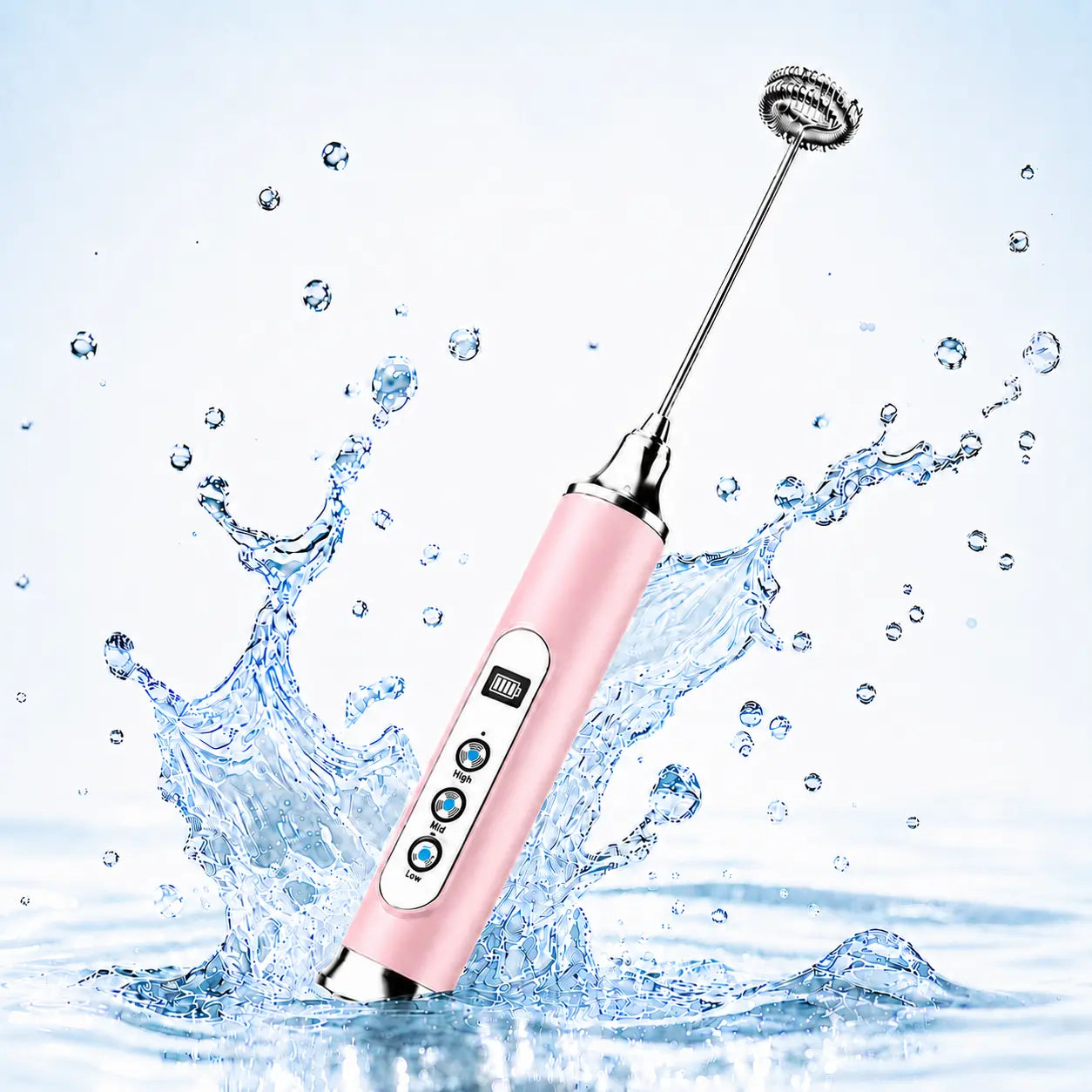 ODIFORGO Advanced IPX6 Waterproof Rechargeable Milk Frother with 3-Speed Settings, LED Display, and 3 Interchangeable Whisks for Coffee, Latte, Cappuccino, Matcha, Eggs, Cream, and Protein Shakes