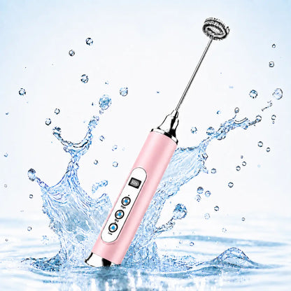 ODIFORGO Advanced IPX6 Waterproof Rechargeable Milk Frother with 3-Speed Settings, LED Display, and 3 Interchangeable Whisks for Coffee, Latte, Cappuccino, Matcha, Eggs, Cream, and Protein Shakes