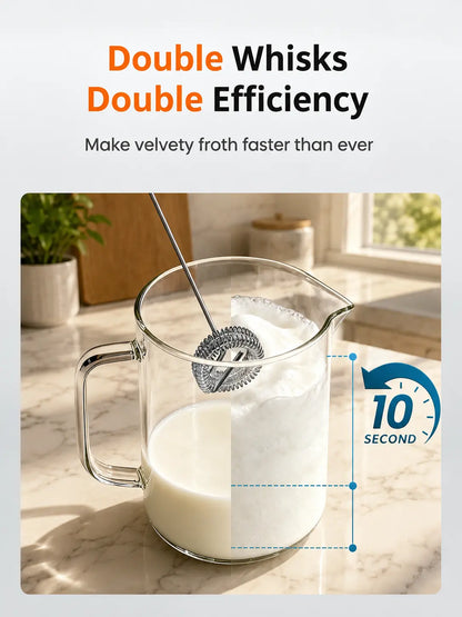 ODIFORGO Advanced IPX6 Waterproof Rechargeable Milk Frother with 3-Speed Settings, LED Display, and 3 Interchangeable Whisks for Coffee, Latte, Cappuccino, Matcha, Eggs, Cream, and Protein Shakes