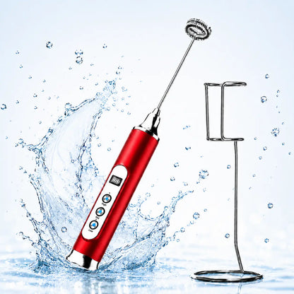 ODIFORGO Advanced IPX6 Waterproof Rechargeable Milk Frother with 3-Speed Settings, LED Display, and 3 Interchangeable Whisks for Coffee, Latte, Cappuccino, Matcha, Eggs, Cream, and Protein Shakes