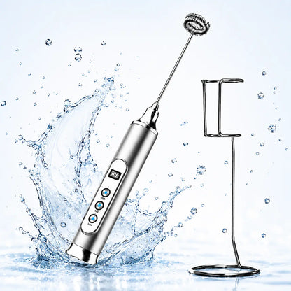 ODIFORGO Advanced IPX6 Waterproof Rechargeable Milk Frother with 3-Speed Settings, LED Display, and 3 Interchangeable Whisks for Coffee, Latte, Cappuccino, Matcha, Eggs, Cream, and Protein Shakes