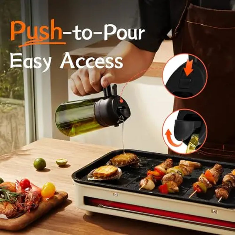 Olive Oil Sprayer Dispenser Bottles - 16 Oz (470 Ml) - Set of 2 - Ideal for Kitchen and Air Fryer Use with Labels
