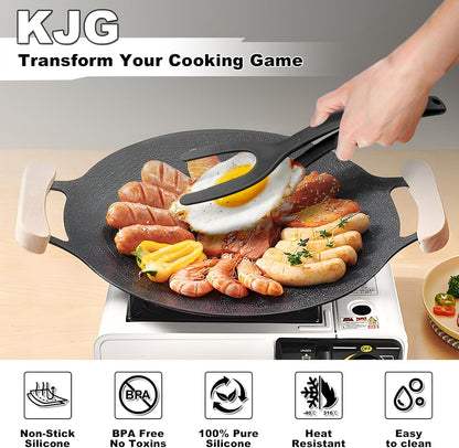 High Heat Resistant BPA-Free Silicone Spatulas and Tongs Set - Ideal Kitchen Utensils for Non-Stick Frying Pans, Perfect for Cooking Fish, Eggs, and Pancakes