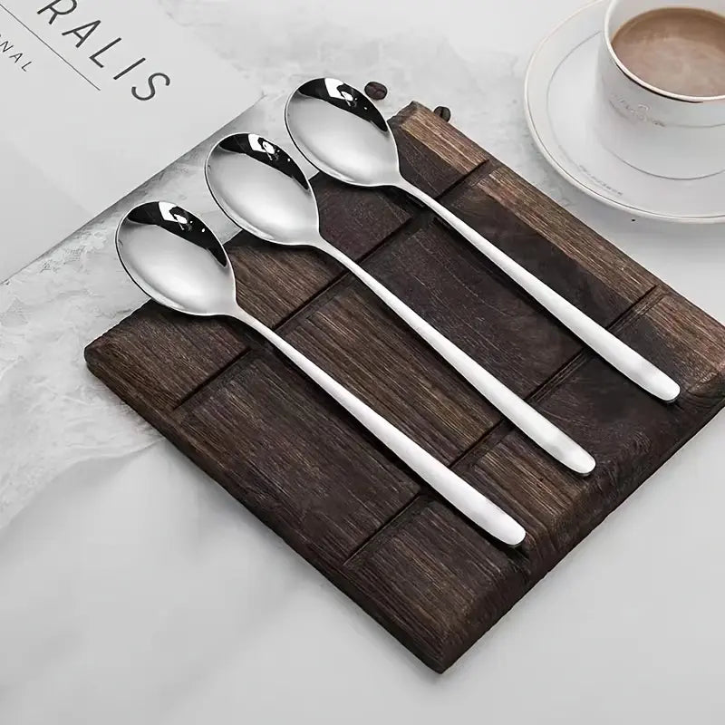 12-Piece Stainless Steel Korean Teaspoon Set, 7.28-Inch Durable Soup Spoons, Mirror-Polished and Dishwasher Safe Tableware, Ideal for Rice, Cream Soups, Desserts, and Oatmeal for Home and Restaurant Use