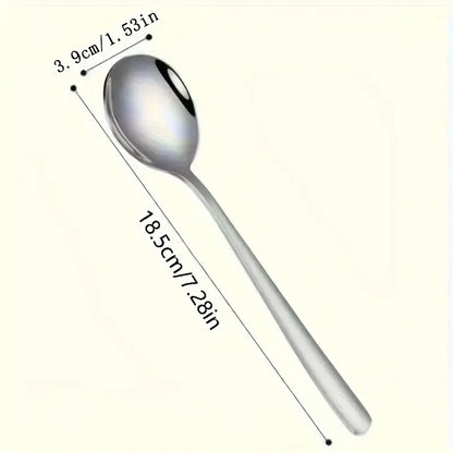 12-Piece Stainless Steel Korean Teaspoon Set, 7.28-Inch Durable Soup Spoons, Mirror-Polished and Dishwasher Safe Tableware, Ideal for Rice, Cream Soups, Desserts, and Oatmeal for Home and Restaurant Use
