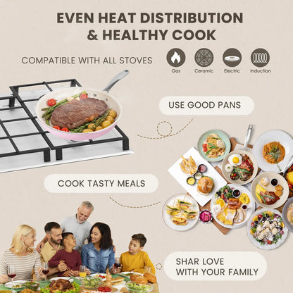Kikcoin Ceramic Nonstick Frying Pan Set, 8", 9.5", and 11" Skillets, PFAS, PTFE, and PFOA Free, Dishwasher and Oven Safe with Stay Cool Handle
