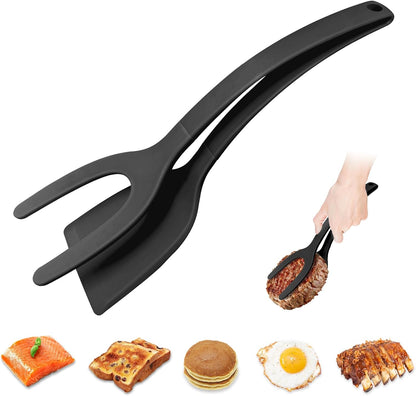 High Heat Resistant BPA-Free Silicone Spatulas and Tongs Set - Ideal Kitchen Utensils for Non-Stick Frying Pans, Perfect for Cooking Fish, Eggs, and Pancakes