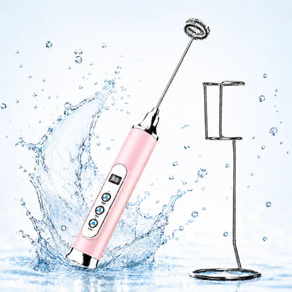 ODIFORGO Advanced IPX6 Waterproof Rechargeable Milk Frother with 3-Speed Settings, LED Display, and 3 Interchangeable Whisks for Coffee, Latte, Cappuccino, Matcha, Eggs, Cream, and Protein Shakes