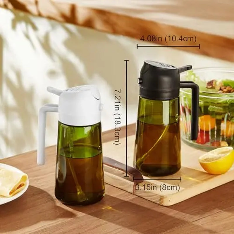 Olive Oil Sprayer Dispenser Bottles - 16 Oz (470 Ml) - Set of 2 - Ideal for Kitchen and Air Fryer Use with Labels