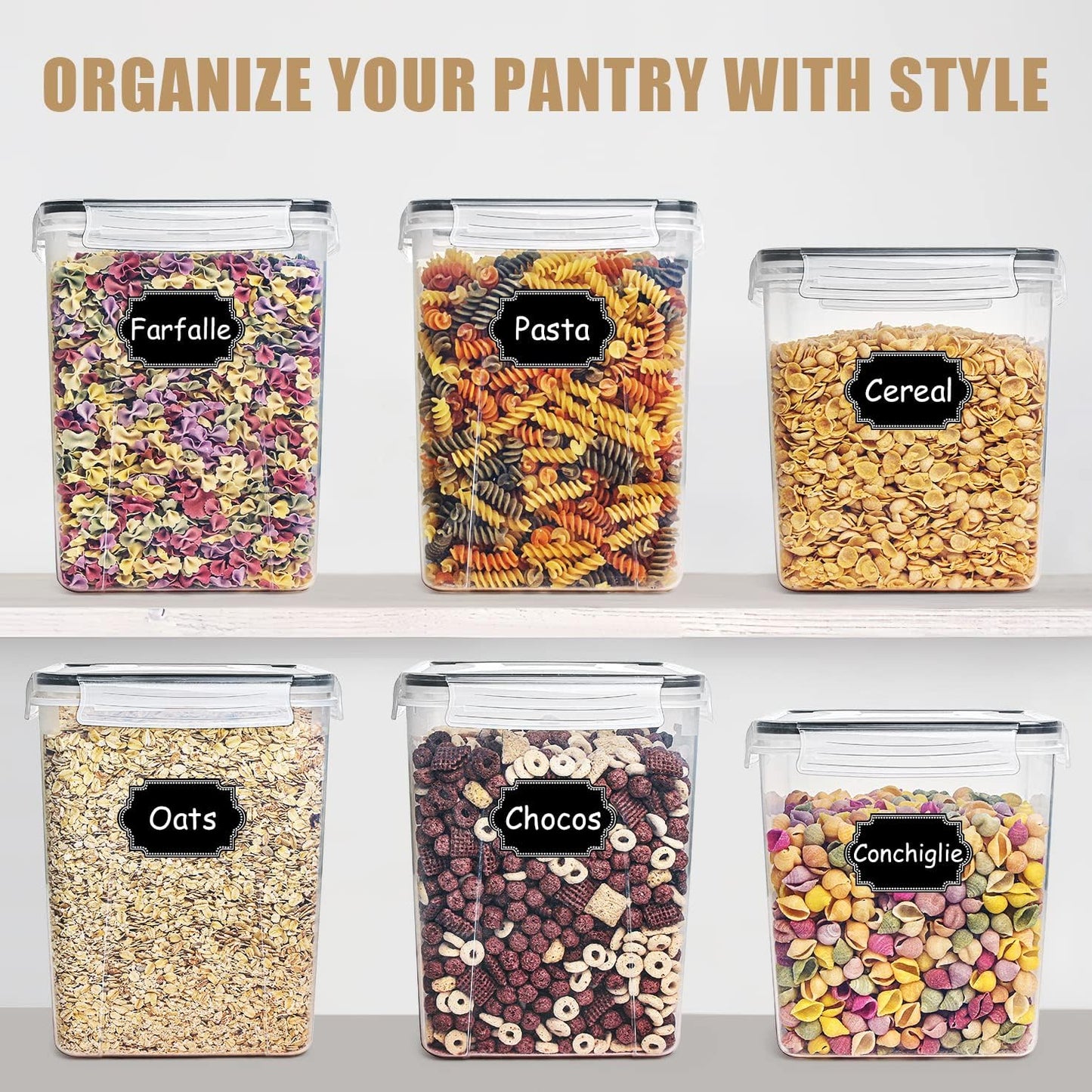 Large 5.2L (175oz) BPA-Free Airtight Food Storage Containers - Set of 4 for Flour, Sugar, and Baking Supplies with 20 Labels