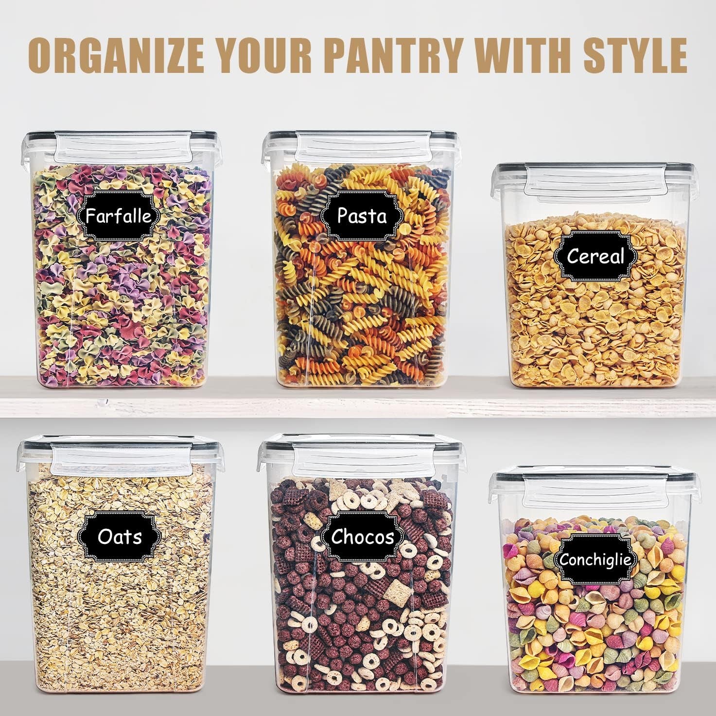 Large 5.2L (175oz) BPA-Free Airtight Food Storage Containers - Set of 4 for Flour, Sugar, and Baking Supplies with 20 Labels