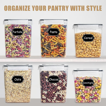 Large 5.2L (175oz) BPA-Free Airtight Food Storage Containers - Set of 4 for Flour, Sugar, and Baking Supplies with 20 Labels