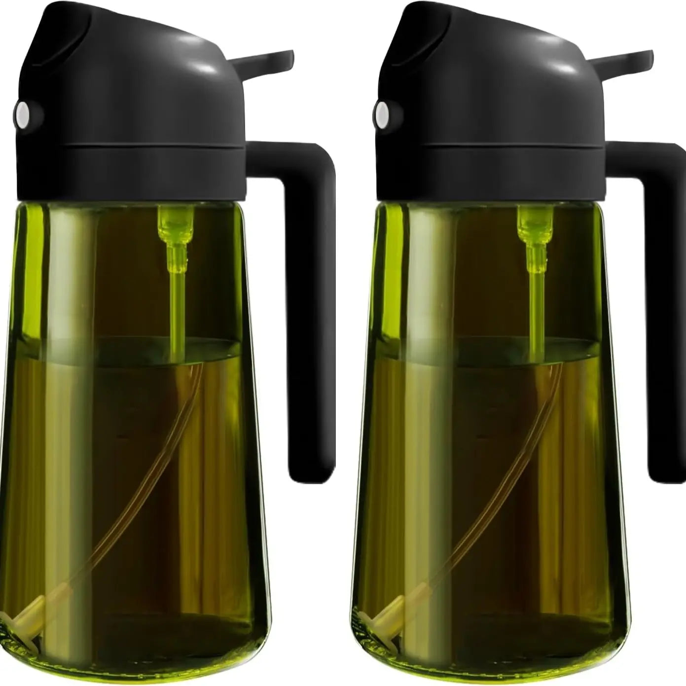 Olive Oil Sprayer Dispenser Bottles - 16 Oz (470 Ml) - Set of 2 - Ideal for Kitchen and Air Fryer Use with Labels